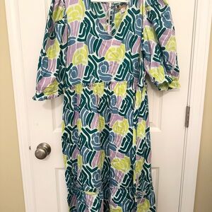 Colorful Patterned Midi Dress